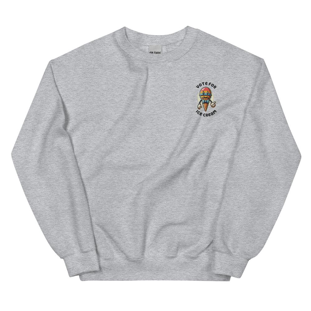 Vote For Ice Cream Embroidered Sweatshirt - Sport Grey Color - https://ascensionemporium.net